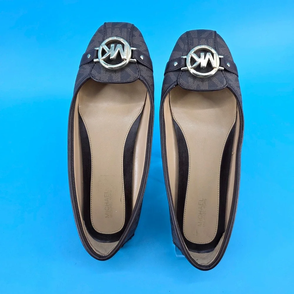 Michael Michael Kors Fulton Moc Brown Signature Logo‎ Flats 9.5M ME18L